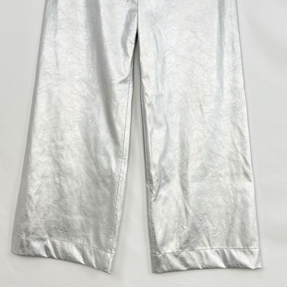 Maeve The Ettie High Rise Crop Wide-Leg Pants Metallic Faux-Leather Size 26 - Picture 13 of 16